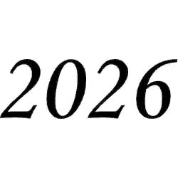 Trykkloss, Årstall 2026 Monotype Corsiva