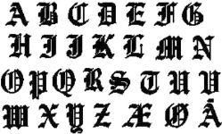 Trykkloss, Løse bokstaver ,Old English